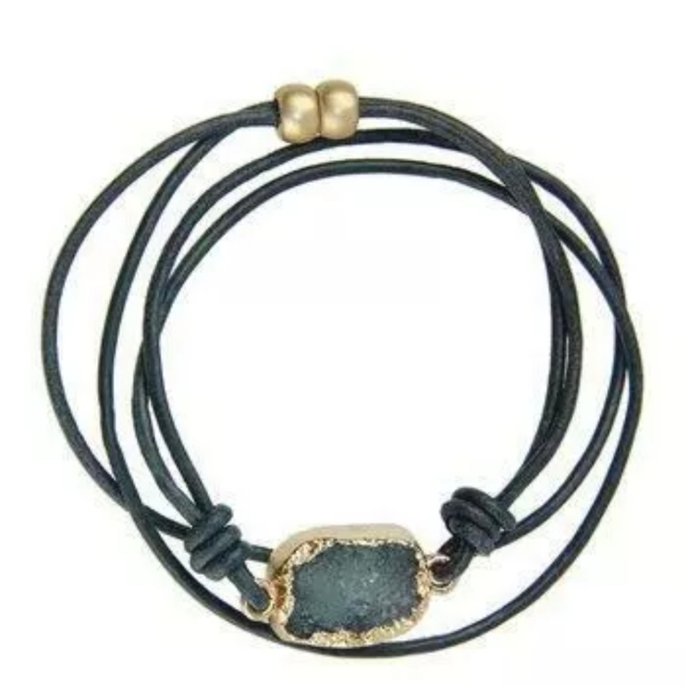Black Geode Wrap Bracelet